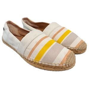 UGG Reneda Stripe Tan Yellow Gray canvas espadrille flats shoes size 7